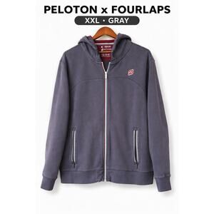 Peloton x Fourlaps Zip Hoodie XXL Gray Performance Sweatshirt Athleisure